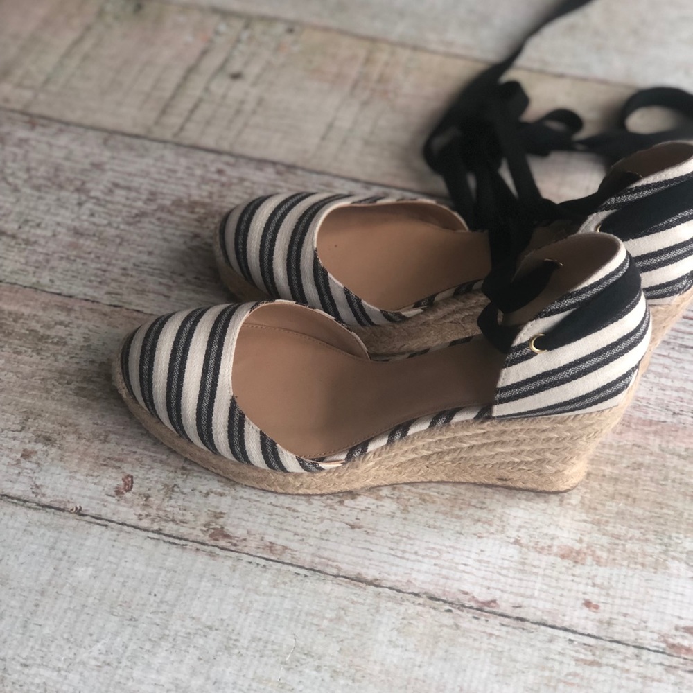 J. Crew Women’s  8 Espadrille Wedges black white